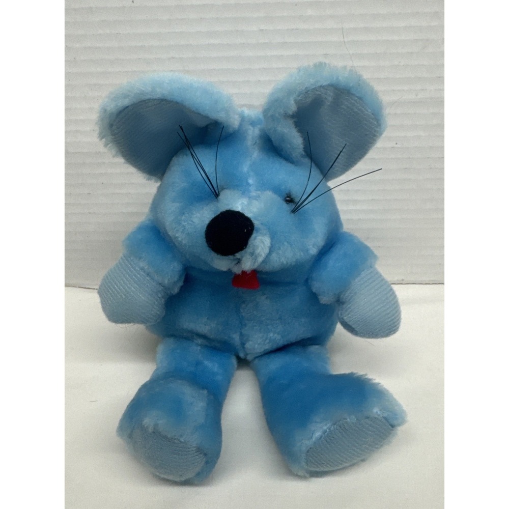 Vintage sitting blue mouse plush toy Stuffed Animal Shelf Sitter 7" sitting
